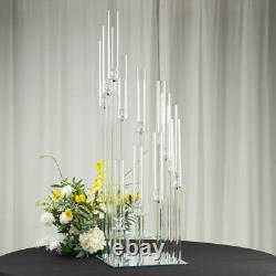 4.5 ft CLEAR 12 Arm Crystal Glass Square Candelabra Taper CANDLE HOLDER Party