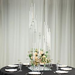 4.5 ft CLEAR 12 Arm Crystal Glass Square Candelabra Taper CANDLE HOLDER Party