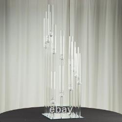 4.5 ft CLEAR 12 Arm Crystal Glass Square Candelabra Taper CANDLE HOLDER Party