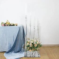 4.5 ft Clear 12 Arm Crystal Glass Square Candelabra Taper Candle Holder Party