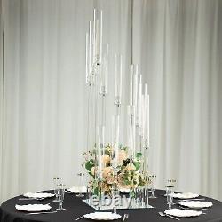 4.5 ft Clear 12 Arm Crystal Glass Square Candelabra Taper Candle Holder Party