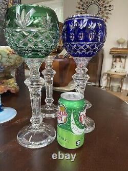 4 Bohemian Oversized Cut To Clear Candle Holders 12 oz