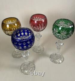 4 Bohemian Oversized Cut To Clear Candle Holders 12 oz