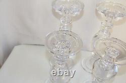4-Clear Hand-Blown Glass Candle Holders. Beautiful Sleek Clear Glass
