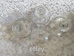 4 Clear Taper Candle Holders EAPG Early American Print Pressed Glass 4