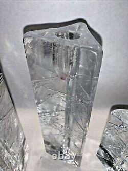 (4) Iittala Arkipelago Glass Candle Holder Triangle 9 & 5.25 Timo Sarpaneva