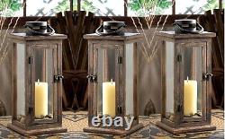 4 Large 16 Tall Wood & Metal Candle Holder Lantern Lamp Outdoor Terrace Patio