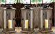 4 Large 16 Tall Wood & Metal Candle Holder Lantern Lamp Outdoor Terrace Patio