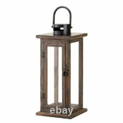 4 Large 16 Tall Wood & Metal Candle Holder Lantern Lamp Outdoor Terrace Patio