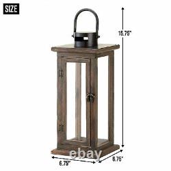 4 Large 16 Tall Wood & Metal Candle Holder Lantern Lamp Outdoor Terrace Patio