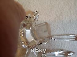 4 Matching Antique Glass Candle Insert Holders Bobeches w Dangling Crystals HTF