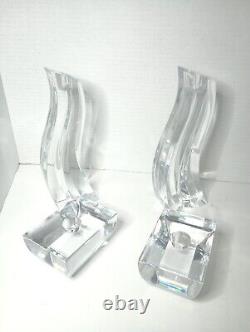 4 Miller Rogaska Contemporary Heavy Crystal Candle Holders Signed