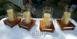 4 Pottery Barn Modern Ledge and Glass Hurricane/Vase Candle Holders