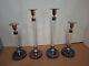 4 Restoration Hardware Candle Holders Retired Line Rose Silverplate 12 16