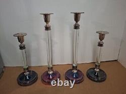 4 Restoration Hardware Candle Holders Retired Line Rose Silverplate 12 16