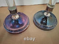 4 Restoration Hardware Candle Holders Retired Line Rose Silverplate 12 16