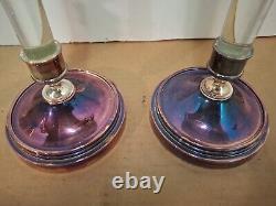 4 Restoration Hardware Candle Holders Retired Line Rose Silverplate 12 16