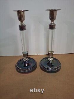 4 Restoration Hardware Candle Holders Retired Line Rose Silverplate 12 16