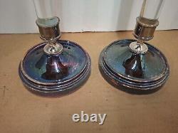 4 Restoration Hardware Candle Holders Retired Line Rose Silverplate 12 16