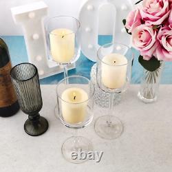 4 Sets (12 Pcs) Candlestick & Tealight Candle Holders Tall High Elegant Clear Gl