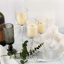 4 Sets (12 Pcs) Candlestick & Tealight Candle Holders Tall High Elegant Clear Gl