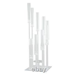 4 feet Clear 9 Arm Square Crystal Glass Candelabra Taper CANDLE HOLDER Party