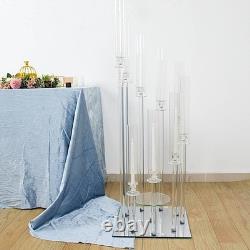 4 feet Clear 9 Arm Square Crystal Glass Candelabra Taper CANDLE HOLDER Party