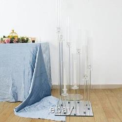 4 ft CLEAR 9 Arm Crystal Glass Square Candelabra Taper CANDLE HOLDER Party Event