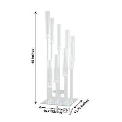 4 ft CLEAR 9 Arm Crystal Glass Square Candelabra Taper CANDLE HOLDER Party Event