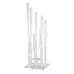 4 ft CLEAR 9 Arm Crystal Glass Square Candelabra Taper CANDLE HOLDER Party Event