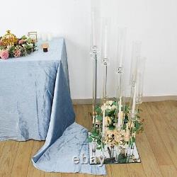 4 ft CLEAR 9 Arm Crystal Glass Square Candelabra Taper CANDLE HOLDER Party Event