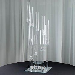 4 ft CLEAR 9 Arm Crystal Glass Square Candelabra Taper CANDLE HOLDER Party Event