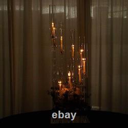 4 ft CLEAR 9 Arm Crystal Glass Square Candelabra Taper CANDLE HOLDER Party Event