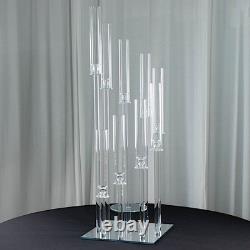 4 ft Clear 9 Arm Crystal Glass Square Candelabra Taper Candle Holder Party