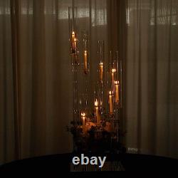 4 ft Clear 9 Arm Crystal Glass Square Candelabra Taper Candle Holder Party