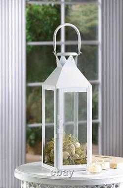 4 lot large WHITE 15 tall Candle holder Lantern lamp wedding table centerpiece