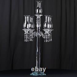 40 CLEAR 5 Arm Crystal GLASS Candelabra Hurricane Taper CANDLE HOLDER Party