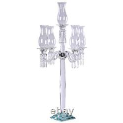 40 CLEAR 5 Arm Crystal GLASS Candelabra Hurricane Taper CANDLE HOLDER Party