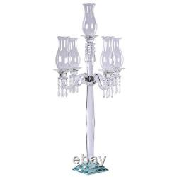 40 Clear 5 Arm Crystal Glass Candelabra Hurricane Taper Candle Holder Wedding