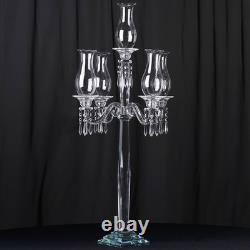 40 Clear 5 Arm Crystal Glass Candelabra Hurricane Taper Candle Holder Wedding