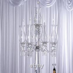 40 Clear 5 Arm Crystal Glass Candelabra Hurricane Taper Candle Holder Wedding