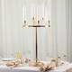 40 In Gold 9 Arm Metal Candelabra Taper Candle Holder Clear Glass Shades Party
