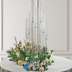 47 CLEAR 10 Arm Crystal Glass Candelabra VOTIVE CANDLE HOLDER Party Decorations