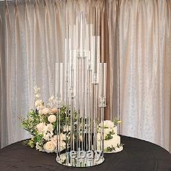 47 CLEAR 10 Arm Crystal Glass Candelabra VOTIVE CANDLE HOLDER Party Decorations