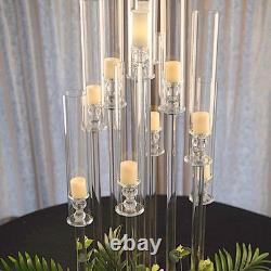 47 CLEAR 10 Arm Crystal Glass Candelabra VOTIVE CANDLE HOLDER Party Decorations