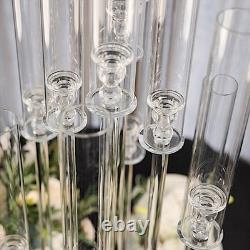 47 CLEAR 10 Arm Crystal Glass Candelabra VOTIVE CANDLE HOLDER Party Decorations