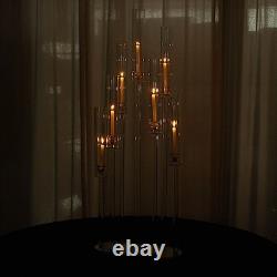 47 Clear 7 Arm Crystal Glass Candelabra Taper Candle Holder Party Decorations