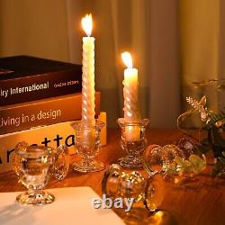 48 Pieces Glass Taper Candle Holders 2.5 Inch Clear Glass Taper Candlestick H