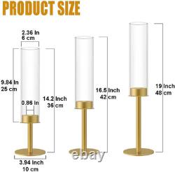 4Set 12Pc Gold Hurricane Candle Holders, Taper Candle Holders Candlestick Holders