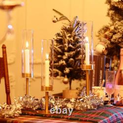 4Set 12Pc Gold Hurricane Candle Holders, Taper Candle Holders Candlestick Holders